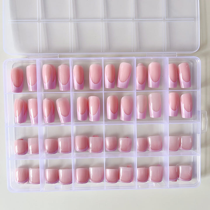Artificial nail set with elegant gradient and high-gloss surface Bowlift