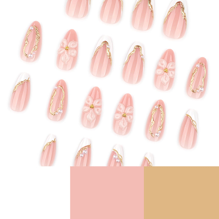 Artful Nail Extensions with Elegant Blooming Accents Bowlift
