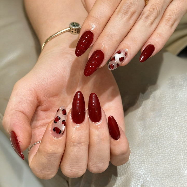 Artistic Red Press-On Nail Tips Bowlift