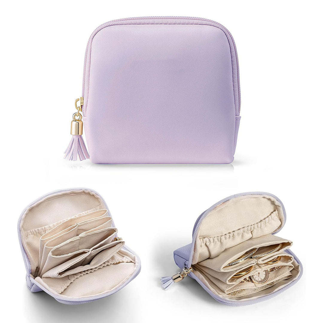 Cosmetic organizer with structured interior and elegant tassel Bowlift
