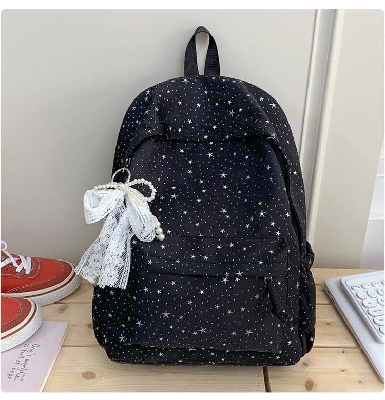 Stylish Star-Print Casual School Backpack Bowlift