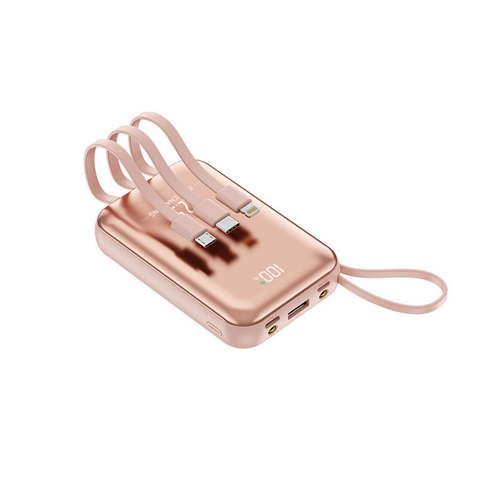 Portable power bank with integrated charging cables and fast charging function Bowlift
