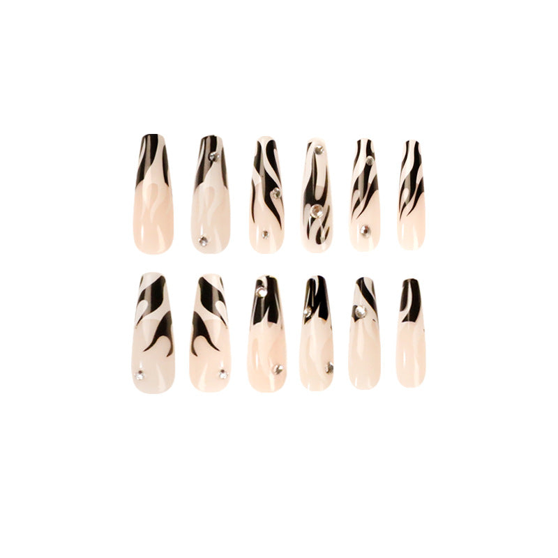 Artful Nail Extensions with Elegant Fire Pattern Bowlift