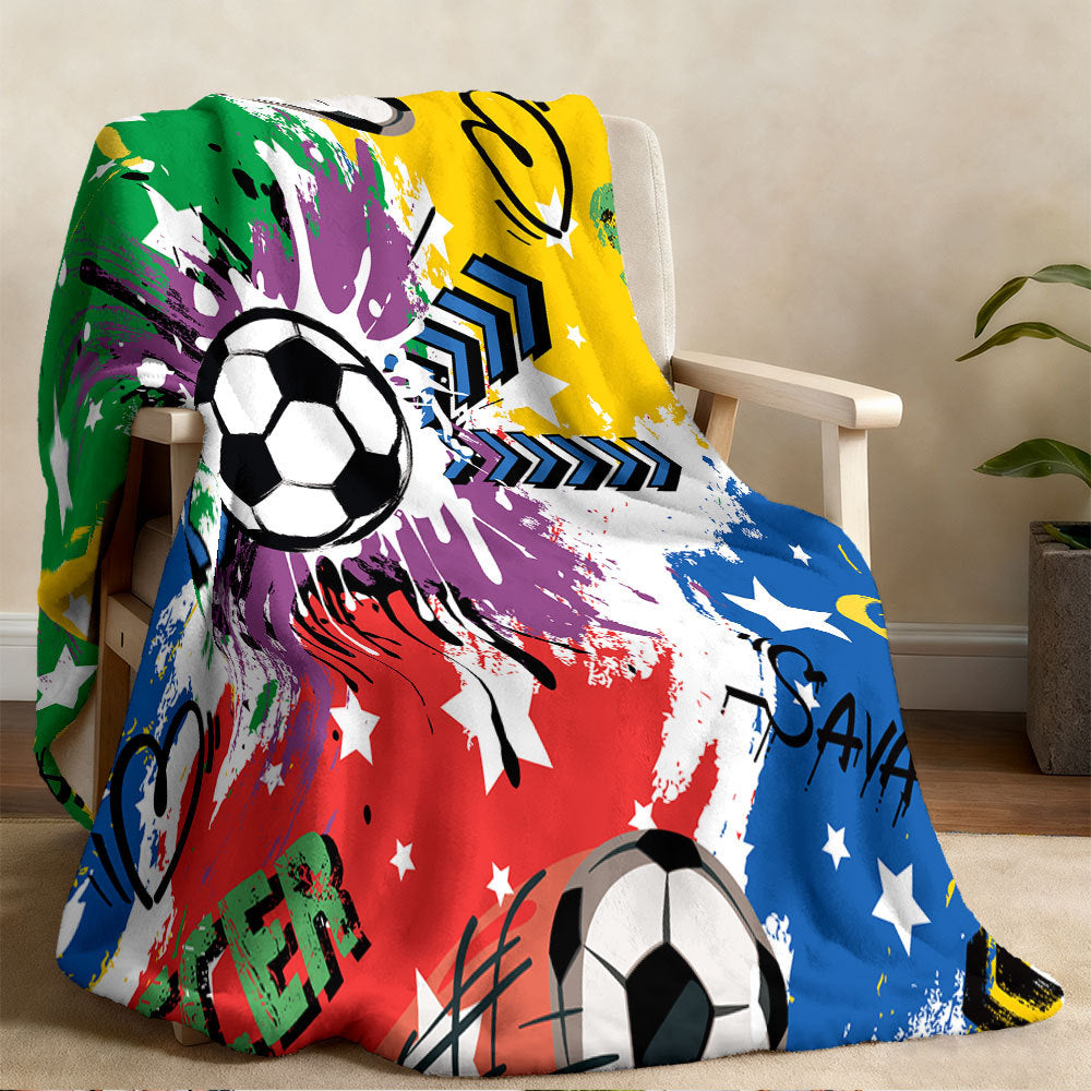 Soccer-Themed Fleece Blanket