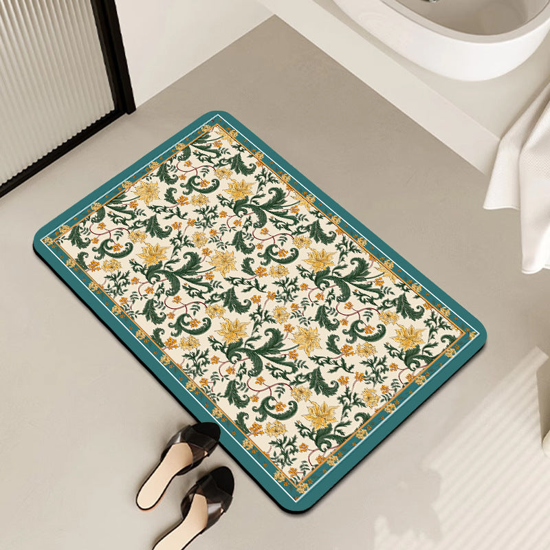 Vintage Floral Pattern Bath Mat Bowlift