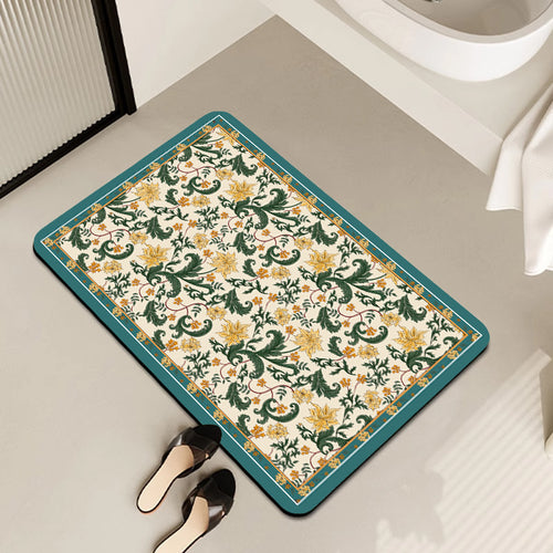Vintage Floral Pattern Bath Mat Bowlift
