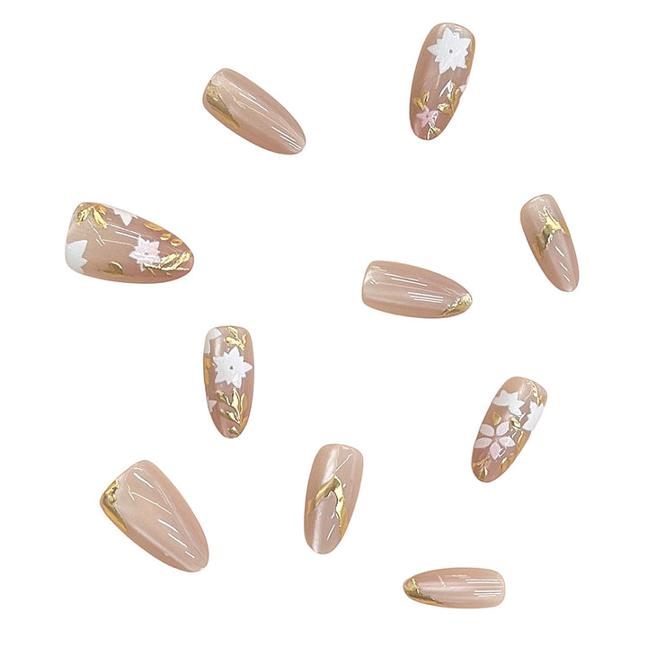 Floral Embellished Press-On Nail Design Bowlift