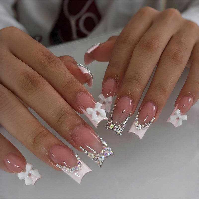 Decorative Rhinestone Press-On Nail Set Bowlift