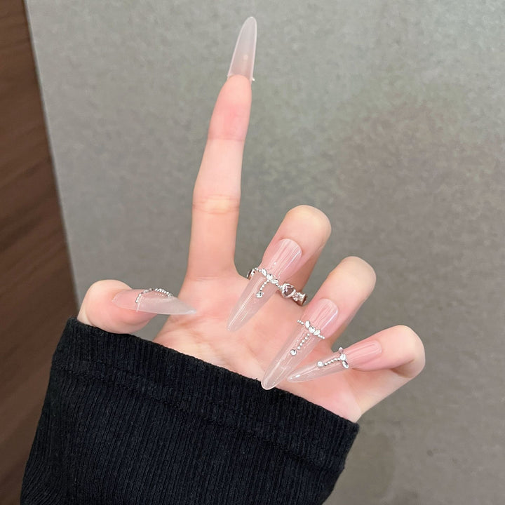 Elegant Rhinestone-Accented Press-On Nails Bowlift