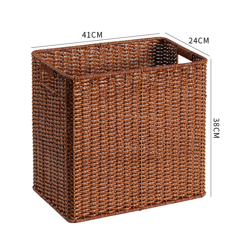 Large Woven Storage Bin with Ergonomic Cutout Handles Bowlift