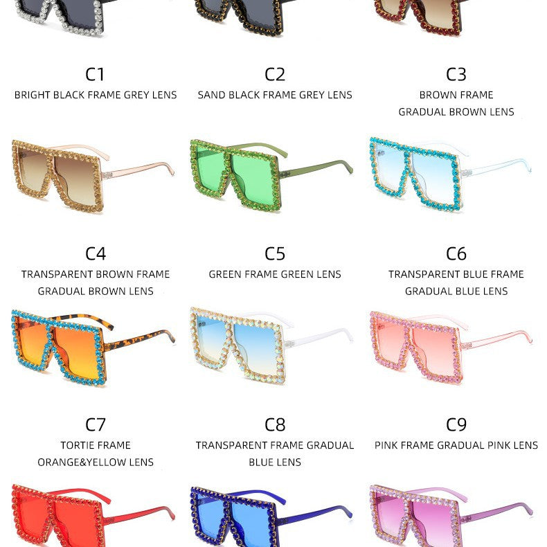 Women's striking square sunglasses with sparkling appliques Bowlift