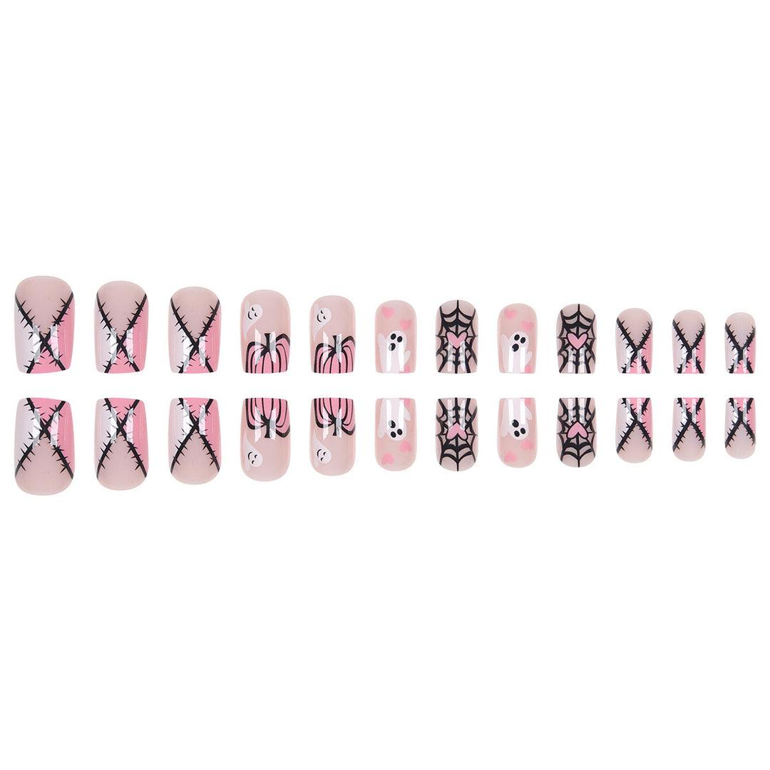 Haunted Ghost-Theme Press-On Nail Art Bowlift