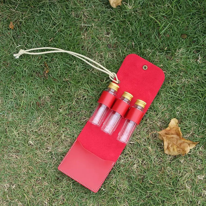 Refillable Glass Perfume Atomizer Trio with Leather Carry Case Bowlift