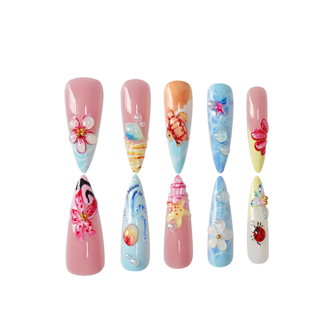 Artistic Sea-Themed Nail Art Bowlift