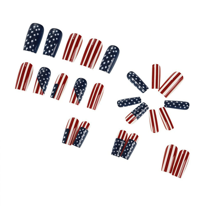 Artificial nails with American flag design Bowlift