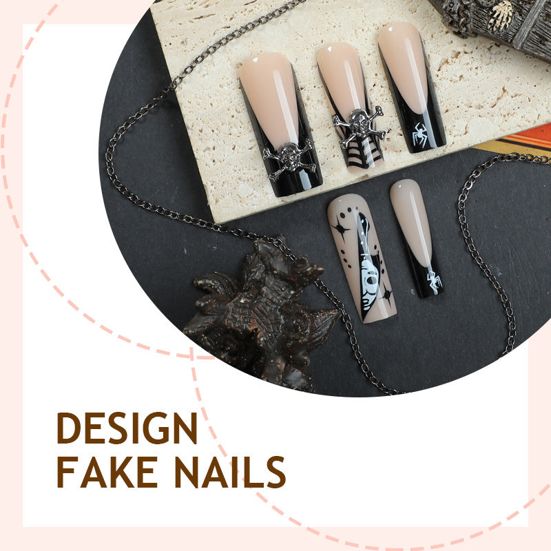 Artificial nail set with creative spider and creepy elements Bowlift