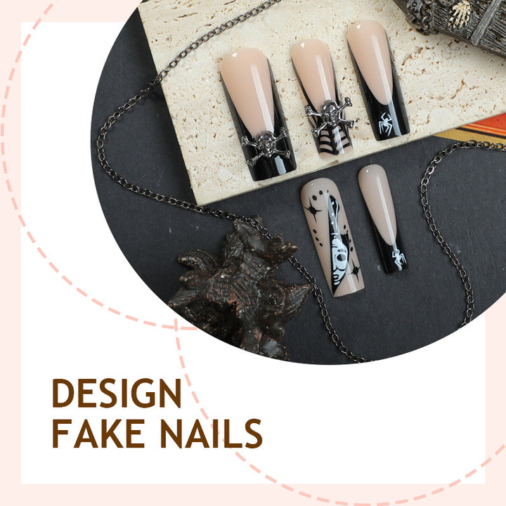 Artificial nail set with creative spider and creepy elements Bowlift