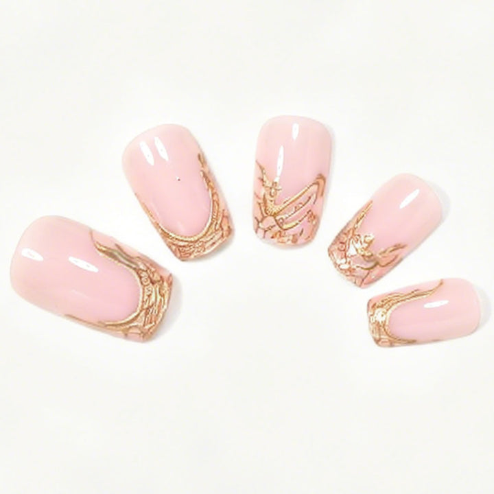 Elegant Gold Foil Acrylic Nail Art Set Bowlift