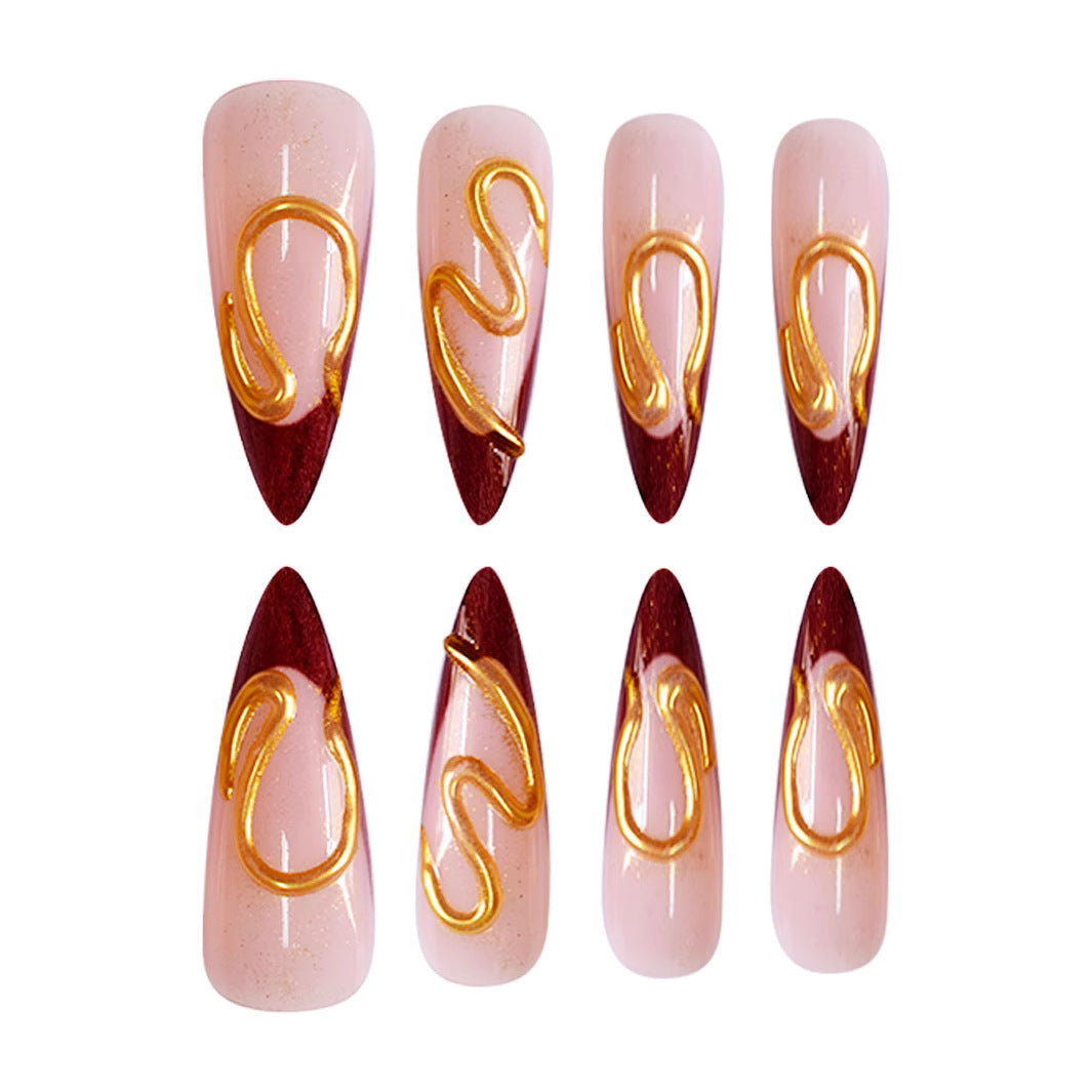 Artistic Stiletto Press-On Nail Design Bowlift