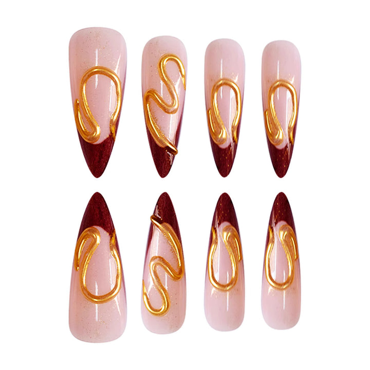 Artistic Stiletto Press-On Nail Design Bowlift