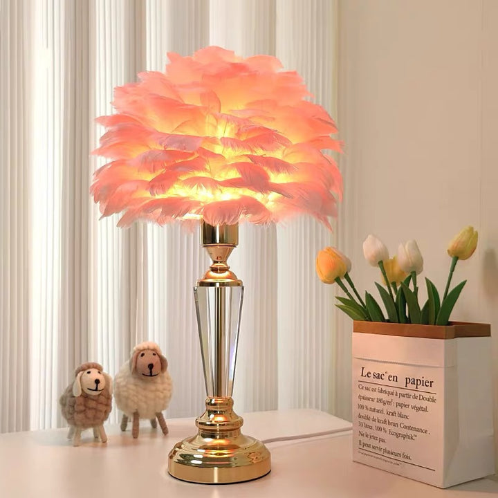 Feather-Accented Table Lamp