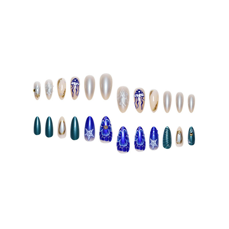 Artistic Beach-Inspired Press-On Nail Art Bowlift
