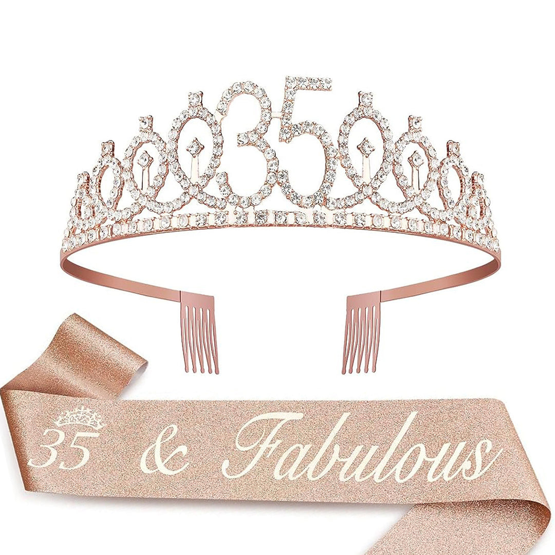 Ladies Crystal Princess Crown with 30 & Fabulous lettering Bowlift