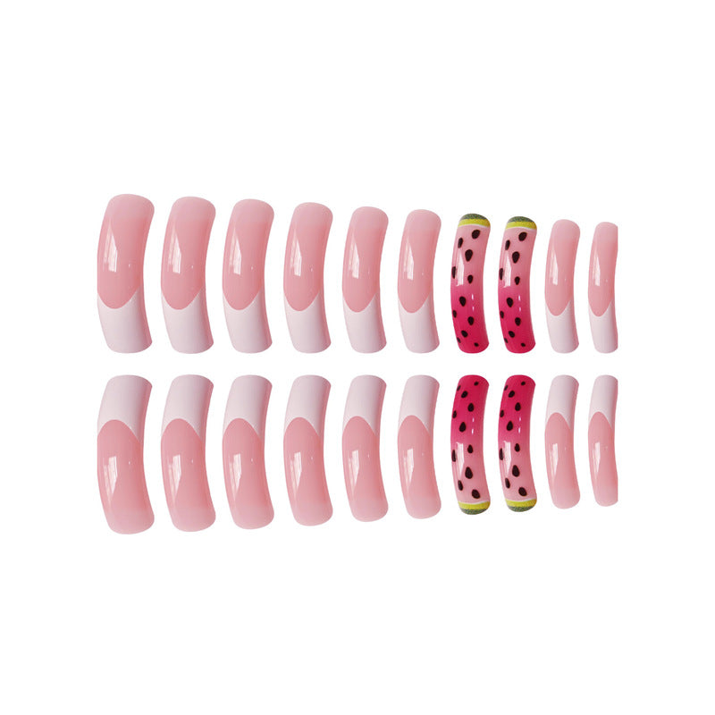 Playful Watermelon Themed Press-On Nail Art Bowlift