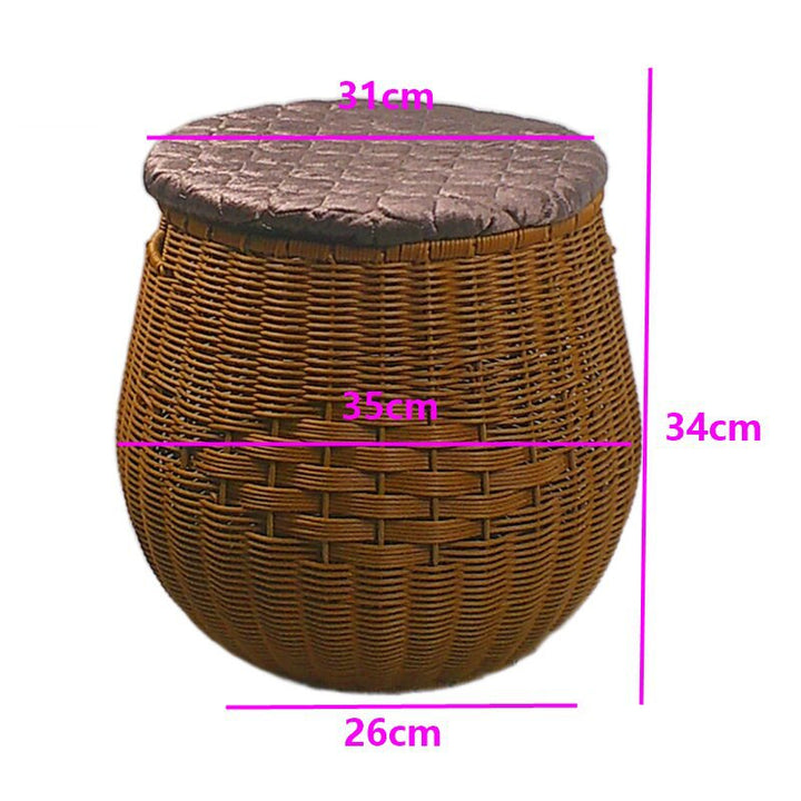 Cushioned Woven Storage Ottoman Bowlift