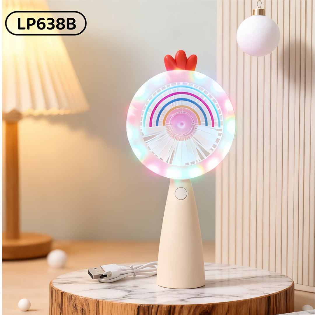 Women's Portable Mini Fan with LED Lighting and Innovative Display Function Bowlift