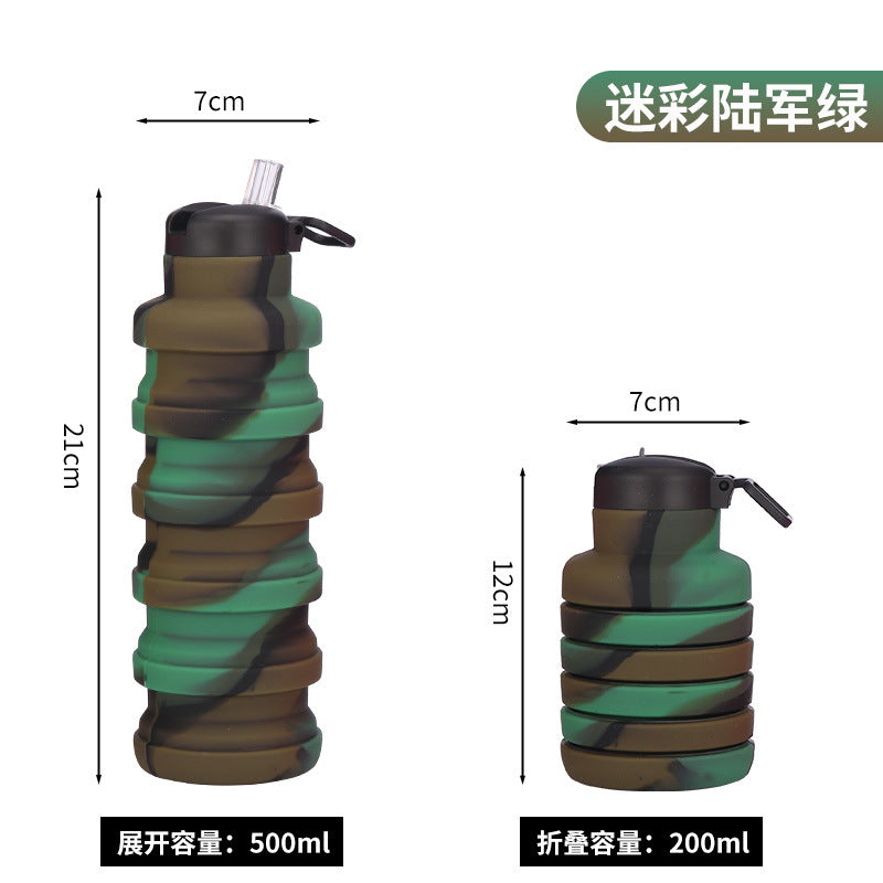 Women flexible silicone drinking bottle with integrated folding function Bowlift