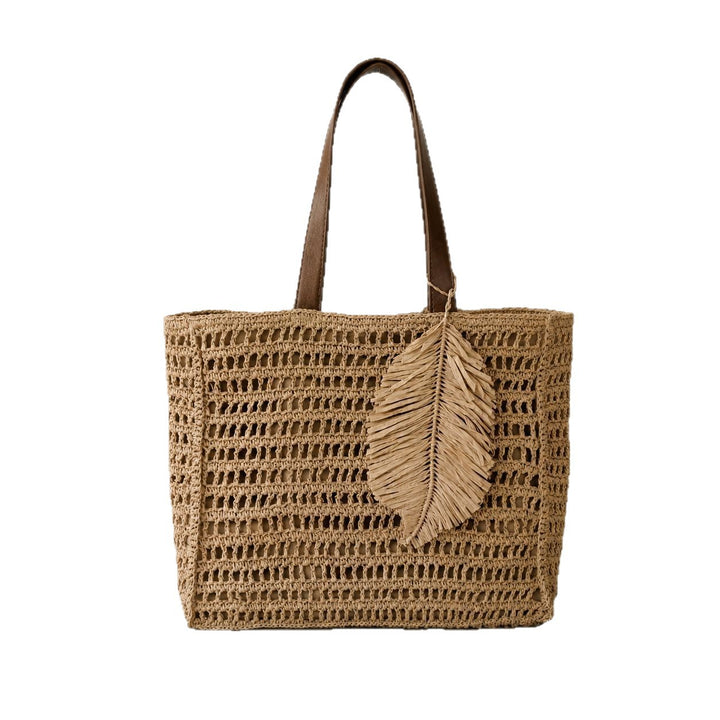 Macramé Beach Bag with Leather Accents Bowlift