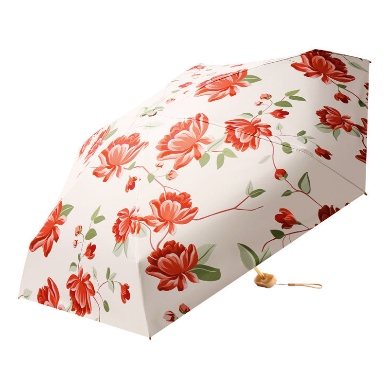 Ladies Folding Umbrella with Colorful Flower Pattern Bowlift