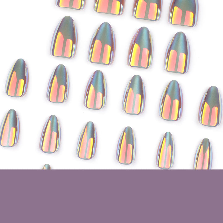 Shiny stiletto nails with exciting design Bowlift