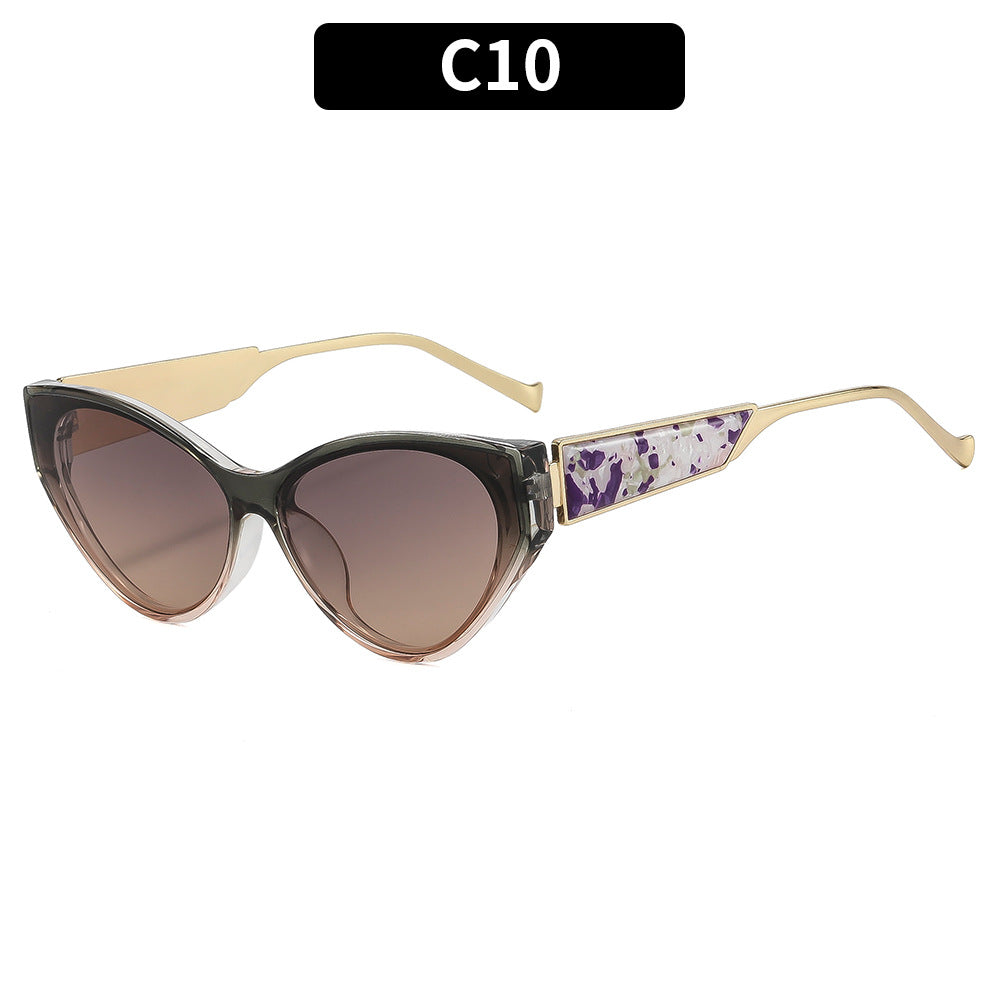 Cat-Eye Sunglasses with Elegant Metal Accents