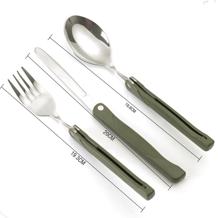 compact folding camping cutlery set with high-grade stainless steel utensils and tactical nylon pouch Bowlift