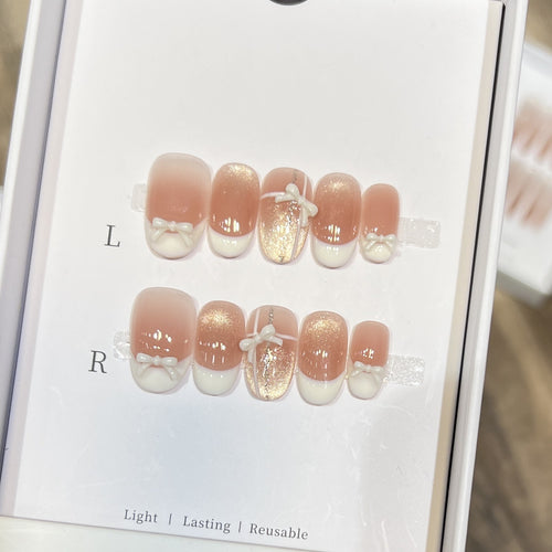 Elegant Reusable Press-On Nail Set Bowlift