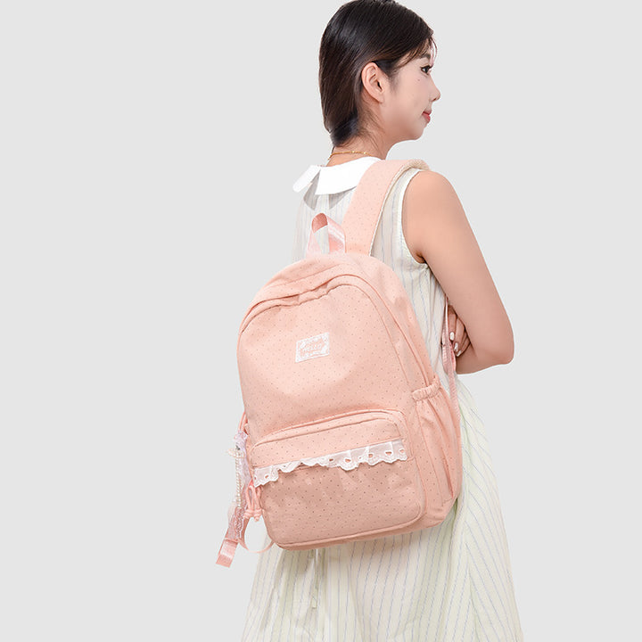Stylish Polka Dot Backpack Bowlift
