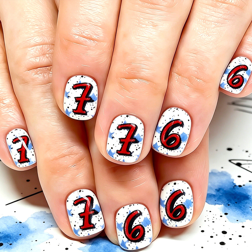 Artistic Numbered Press-On Nail Set Bowlift