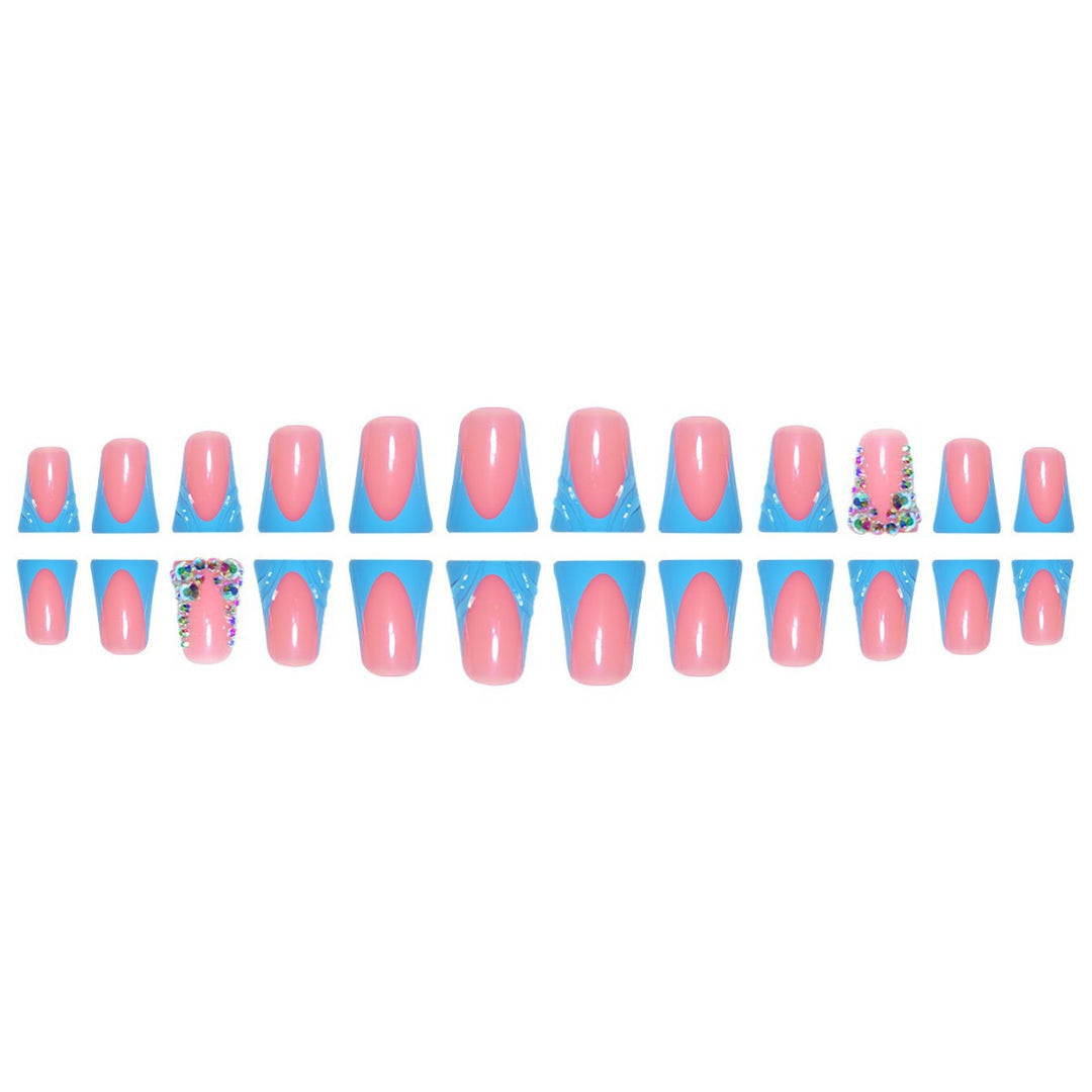 Decorative Press-On Nail Art Extensions with Rhinestone Accents Bowlift