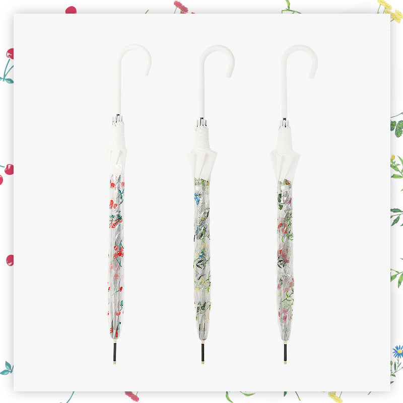Women's Transparent Umbrella with Ergonomic Handle Bowlift