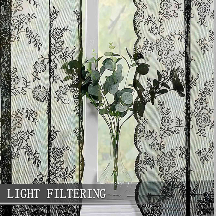 Elegant Floral Lace Window Drapes