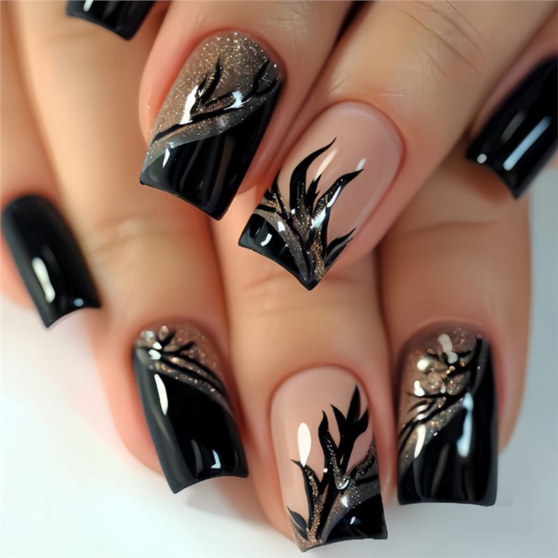 Glamorous Artistic Press-On Nails with Elegant Design Bowlift