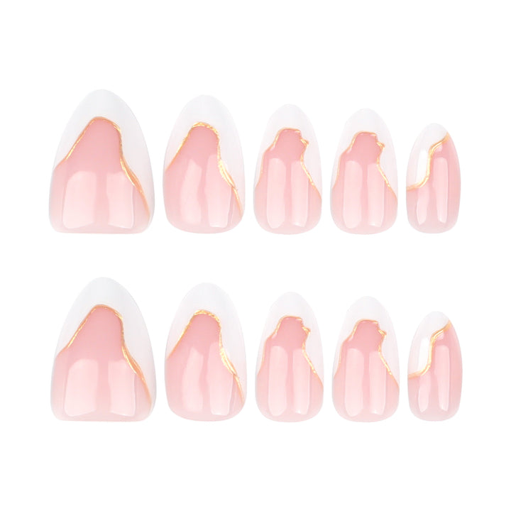 Elegant artificial nails with gold accents Bowlift