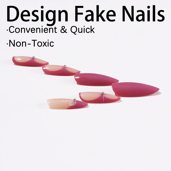 Artificial nail set with delicate glitter and flower design Bowlift