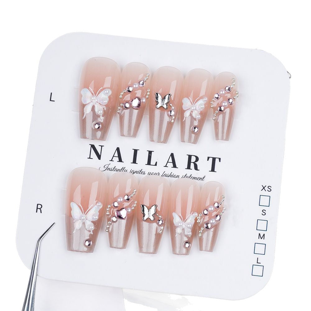 Decorative Stiletto Press-On Nails with Elegant Detailing Bowlift