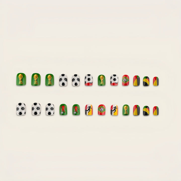 Creative Football Motif Fake Nails Bowlift