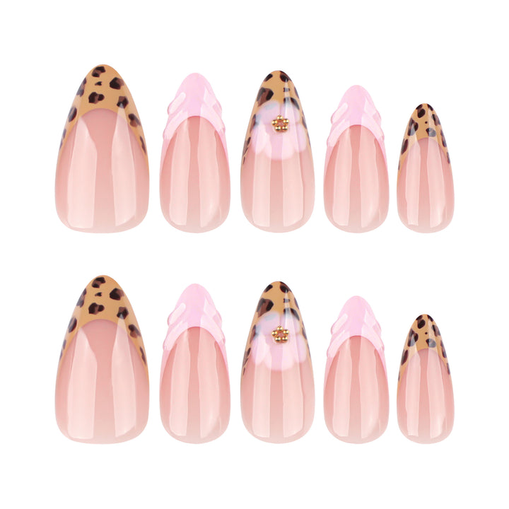 Artful stiletto nails with floral leopard pattern Bowlift
