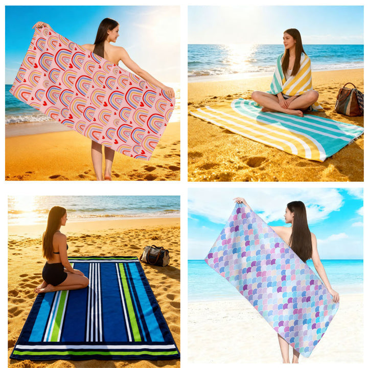large and soft beach towel with striped pattern Bowlift