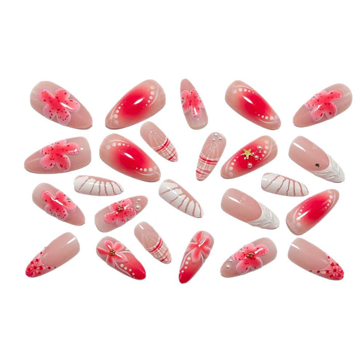 Artificial nails with 3D flower decoration Bowlift